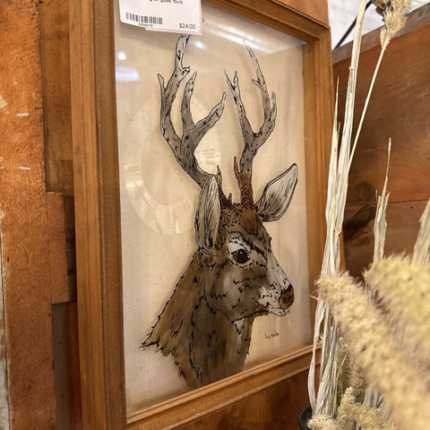 Deer painting on glass 10x13