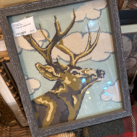 Vintage Deer needlepoint 10x13