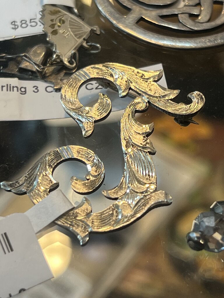 Vintage Sterling Handmade Mexico J Pin