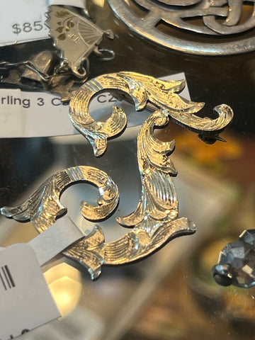 Vintage Sterling Handmade Mexico J Pin