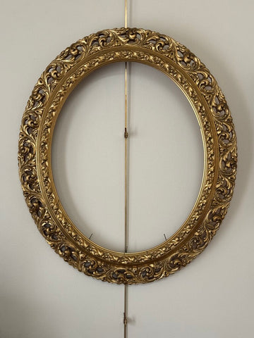Oval gold wood oval carved frame