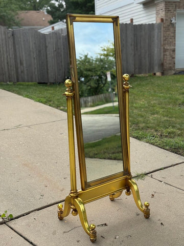 Vintage Gold wood standing easel full size swivel mirror INSTORE PICK UP ONLY