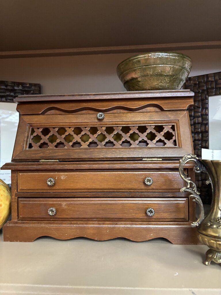 Vintage Jewelry Box Wooden 11x9