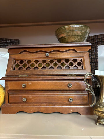 Vintage Jewelry Box Wooden 11x9