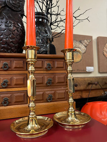 Brass Candlestick Holders Set 8in