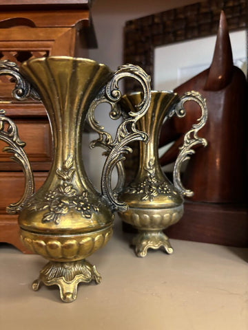 Vintage 60's Italian Brass Ewer Vase Each