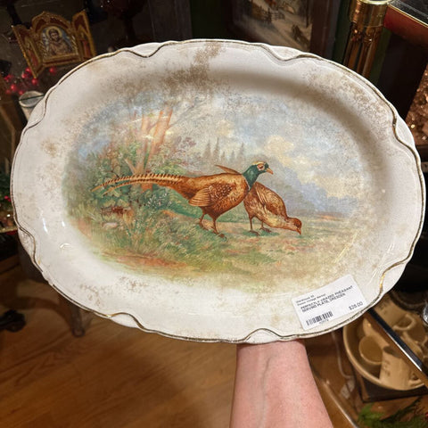 PERFECTLY CRAZED PHEASANT SERVING PLATE, DRESDEN