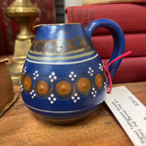 VTG Signed Tellingstedt Keramik Blue Pottery Jug German Folk Art
