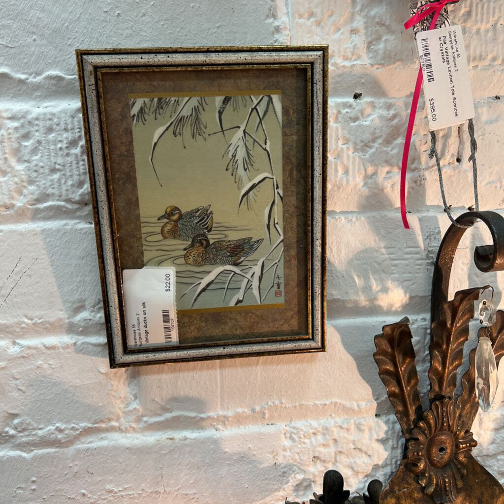 Vintage ducks on silk