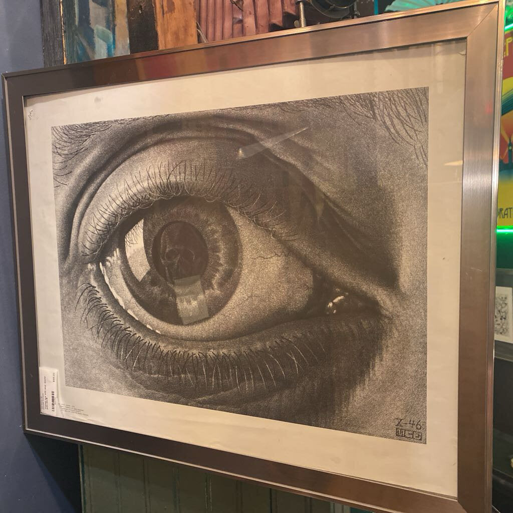 Framed eye with skull Escher print 22x18