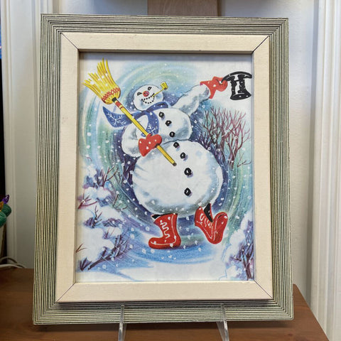 Moxie - Vintage Frosty Snowman Art - 9.5 x 11.5"