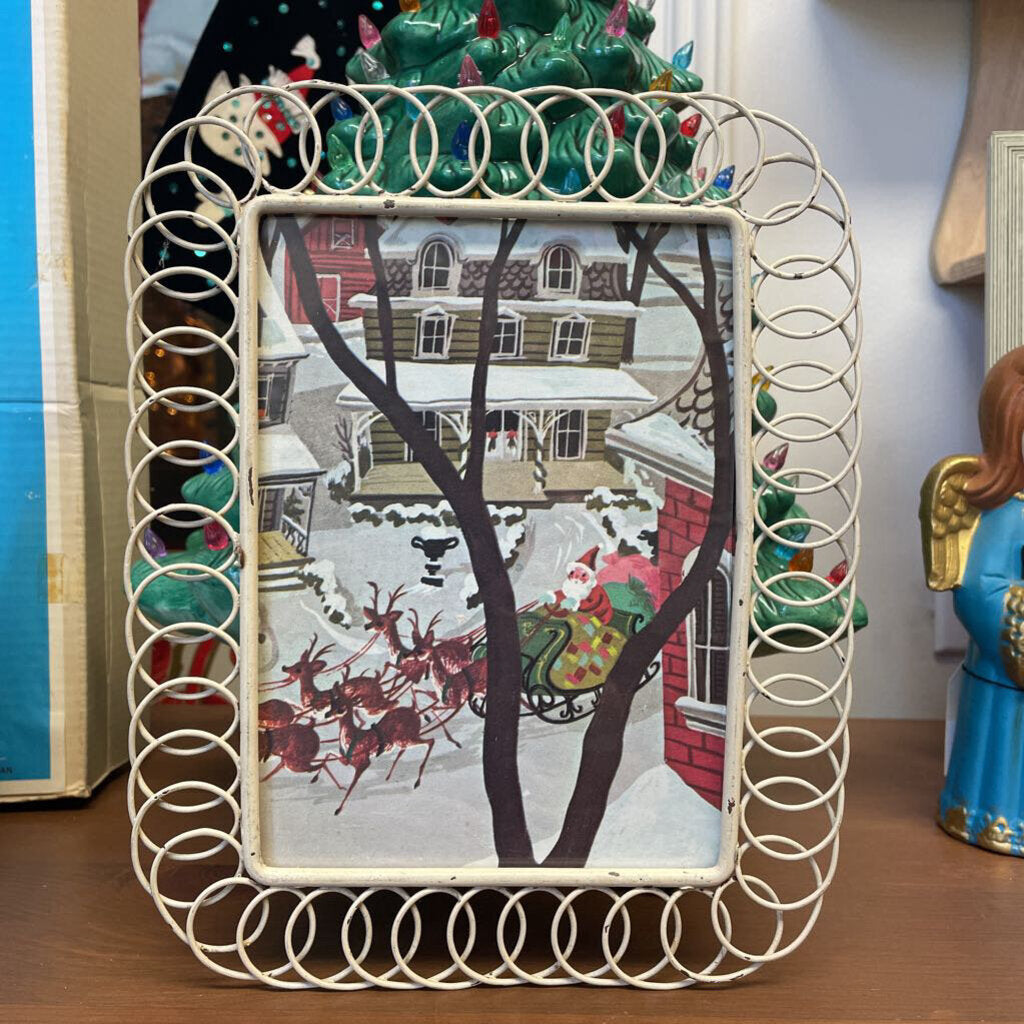 Moxie - Curly Wire Frame Santa Art - 7.5 x 9.25"