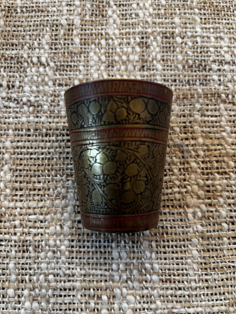 Vintage Brass Embossed Lassi Cup
