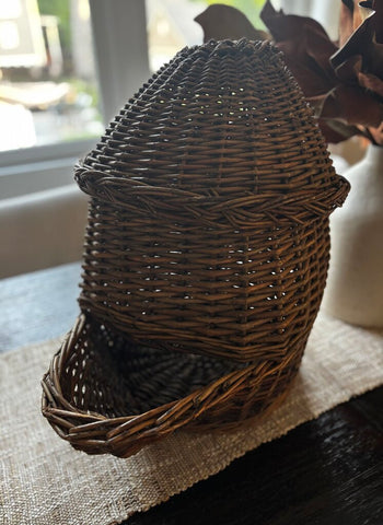 Wicker Twig Basket Vegetable Storage Hopper With Lid For Potatoes Large