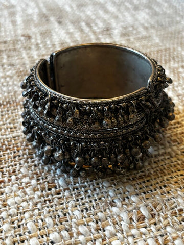 Vintage Silver Cuff Bracelet with Bells