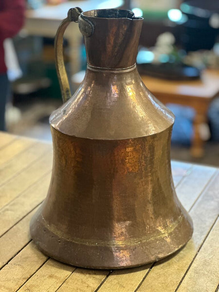 19TH CTR TURKISH HAMMERED COPPER WATER JUG. 15"H x 11"W