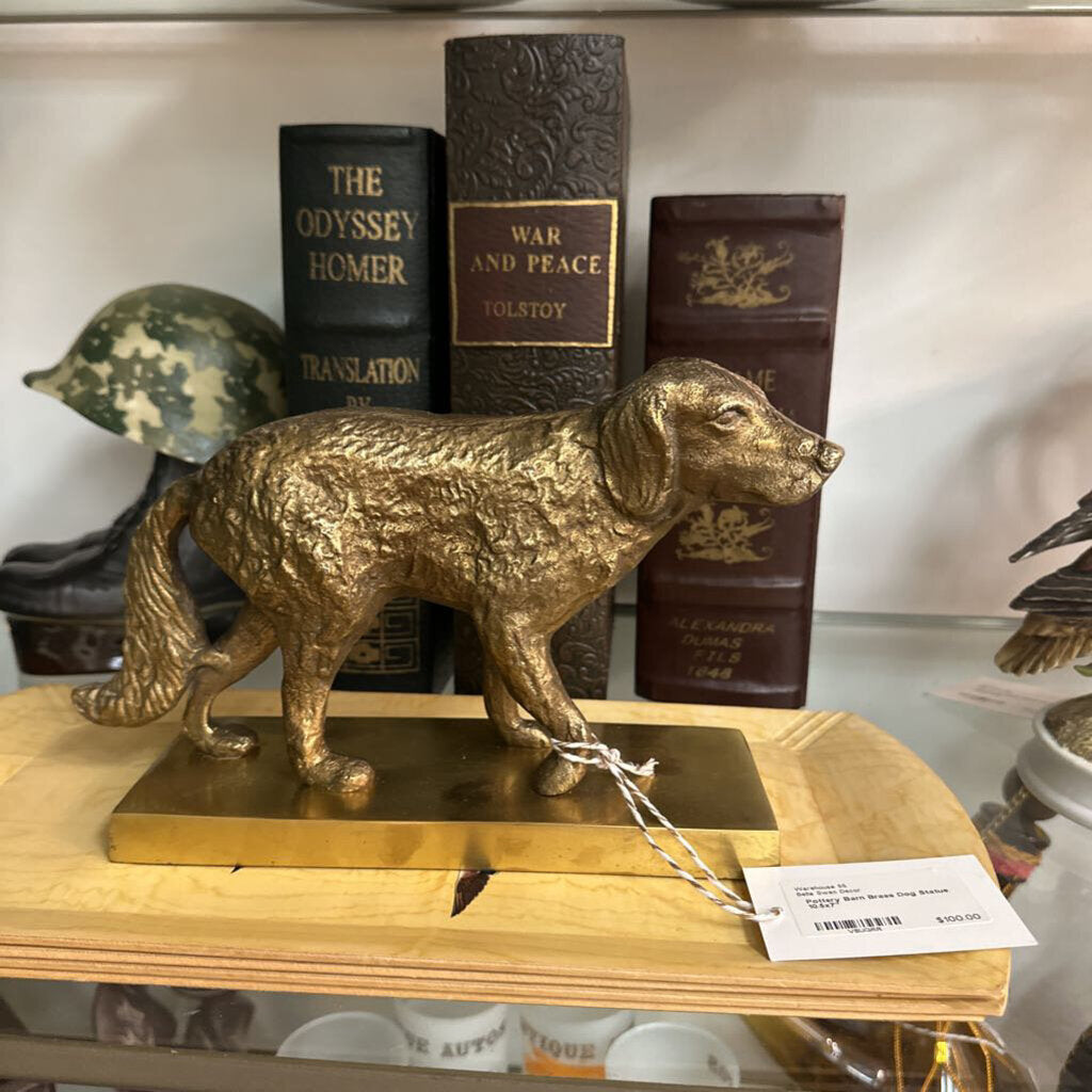 Pottery Barn Brass Dog Statue 10.5x7"