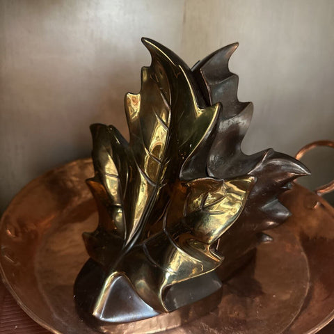 Brass Leaf Bookends