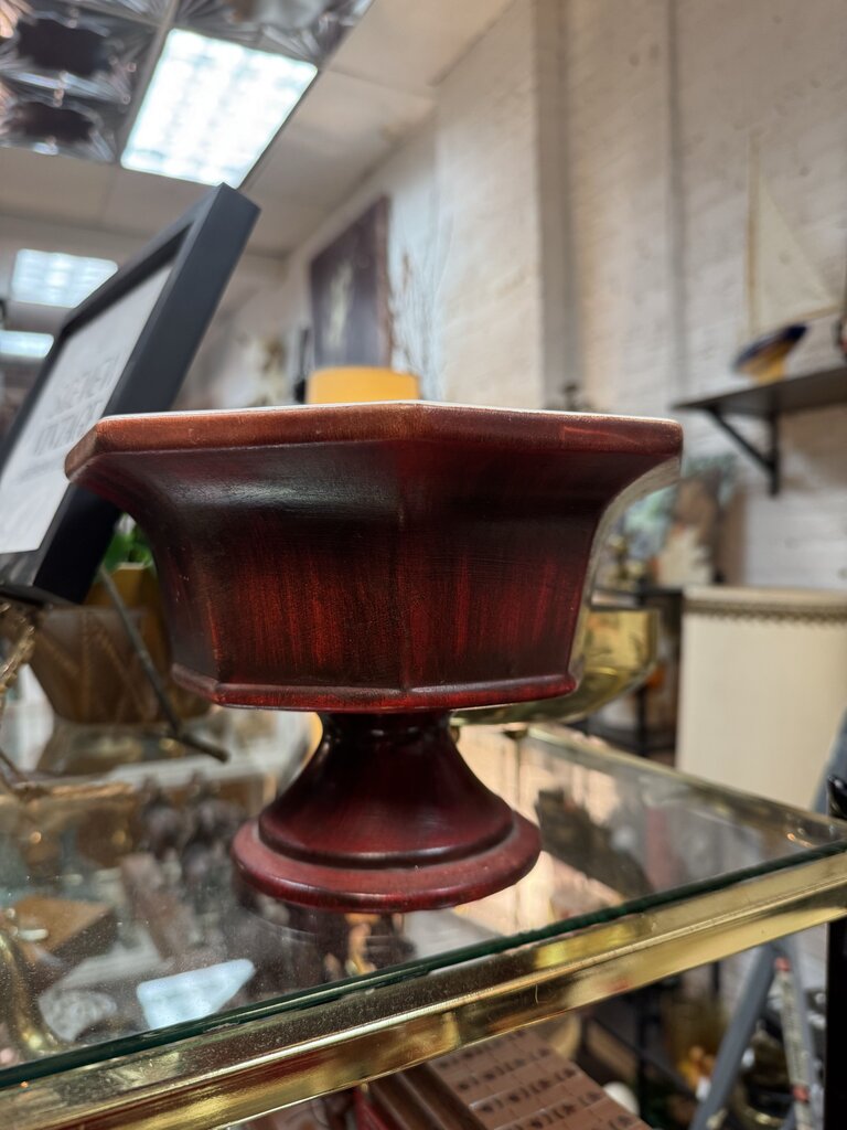 Red Haeger Pedestal Bowl W1903