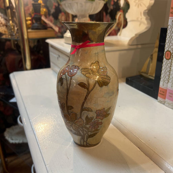 Vintage Brass Enamel Urn