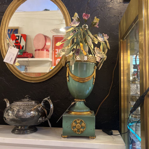 PAIR Mid century vintage Italian brass and porcelain lamp