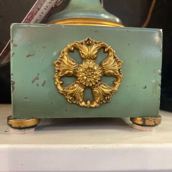 PAIR Mid century vintage Italian brass and porcelain lamp