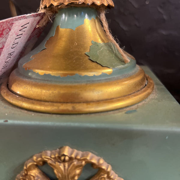 PAIR Mid century vintage Italian brass and porcelain lamp