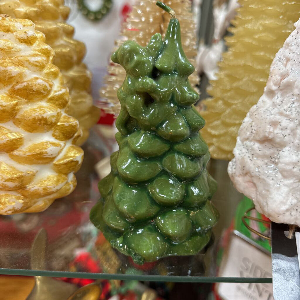 Green Tree Candle with Santa H2001