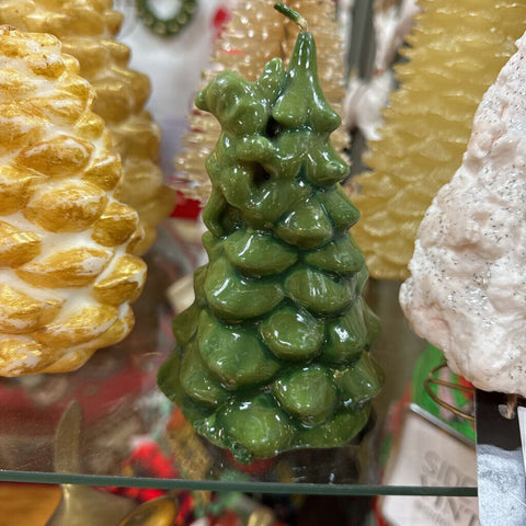 Green Tree Candle with Santa H2001