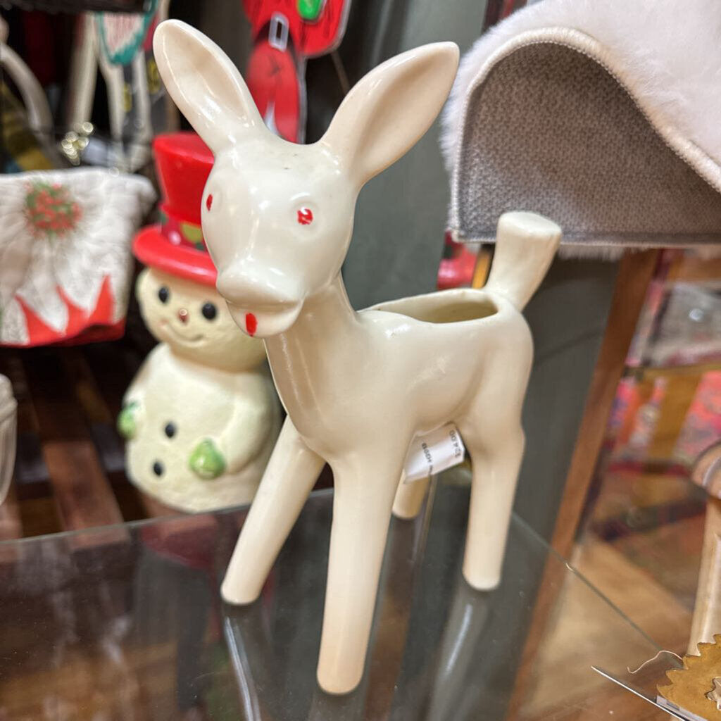 White Ceramic Deer Planter H2013