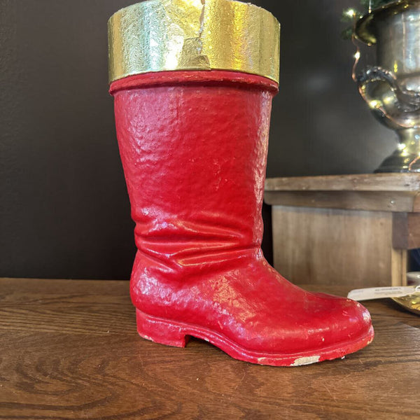 Vintage 9-1/2" Paper Mache Santa Boot