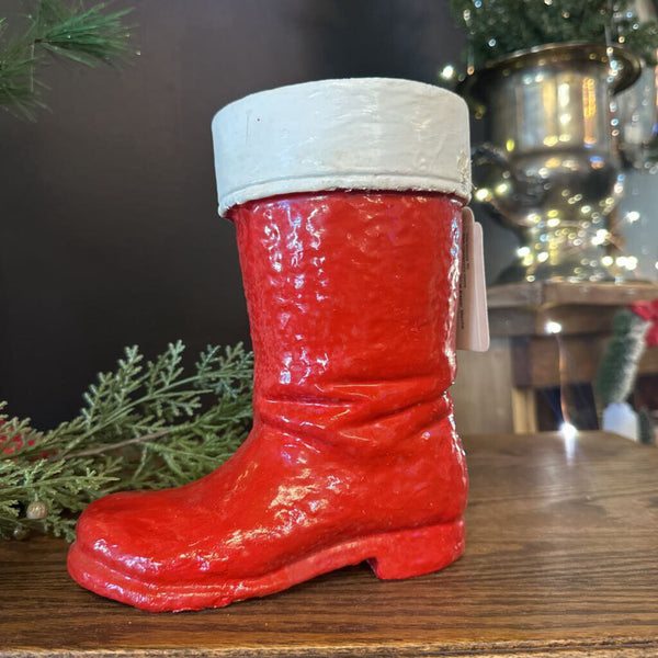 Vintage 7-1/2" H Paper Mache Santa Boot