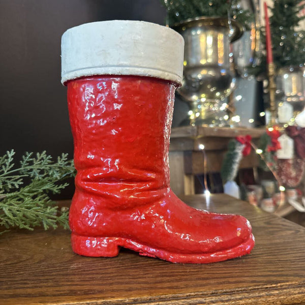 Vintage 7-1/2" H Paper Mache Santa Boot