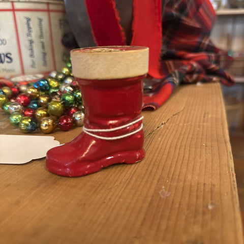 Vintage 2-1/2" H Paper Mache Santa Boot