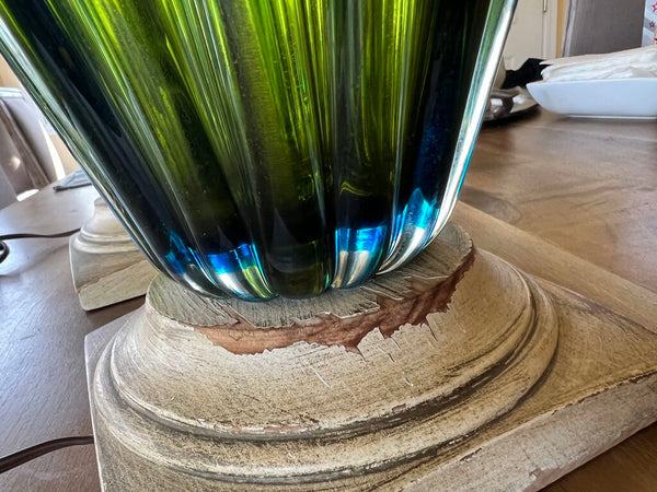 Pair Vintage Seguso Murano Glass Lamps