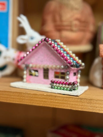Pink Japan beaded Putz house