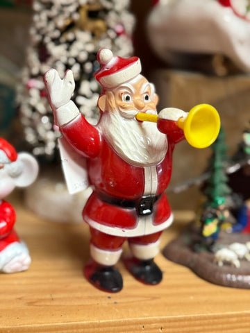 Santa holding horn candy container