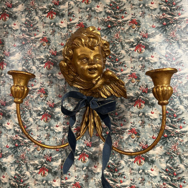 Vintage Cherub Wall Sconces Set of 2. 13.5"w x 11"t