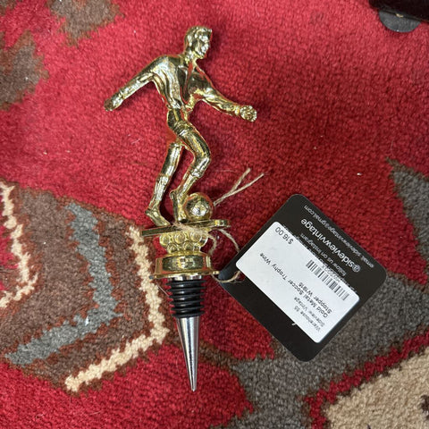 Gold Metal Soccer Trophy Wine Stopper W1915