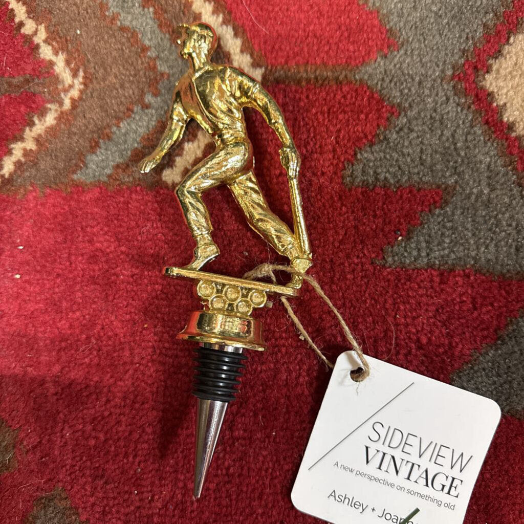 Gold Metal Baseball Trophy Wine Stopper W1856