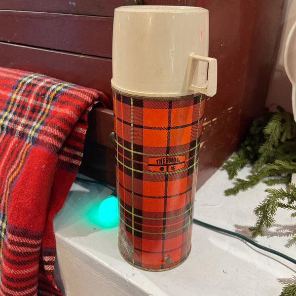 JFV- Vintage scratch Plaid thermos