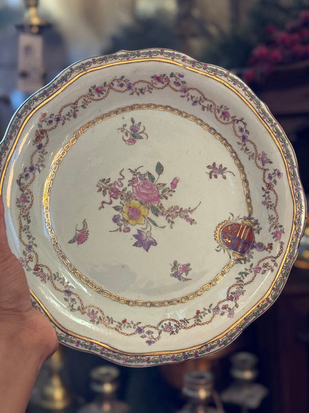 0730 Ceramic floral crest plate