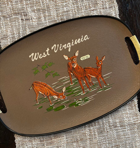 Vintage MCM Serving Tray With Deer