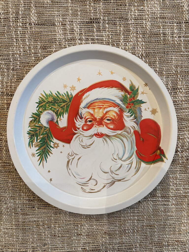 Vintage Plastic SANTA CLAUS Serving Tray