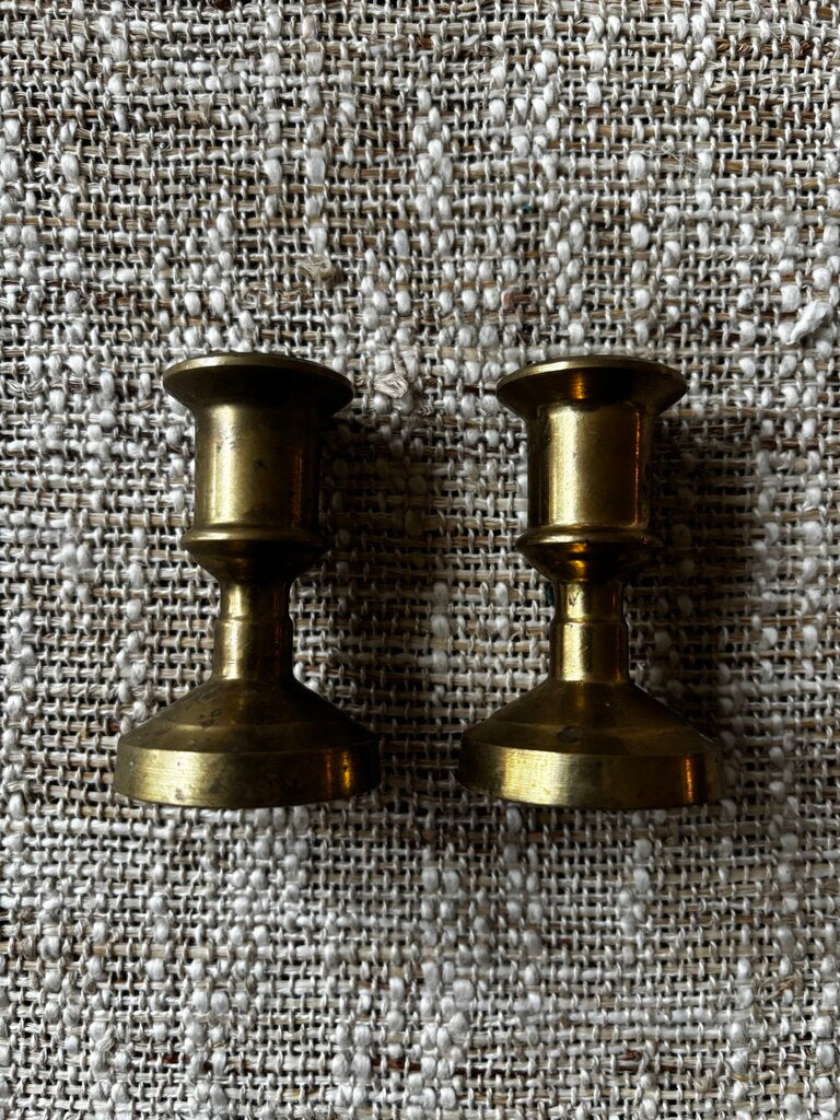 Pair of Vintage Small Brass Candlesticks