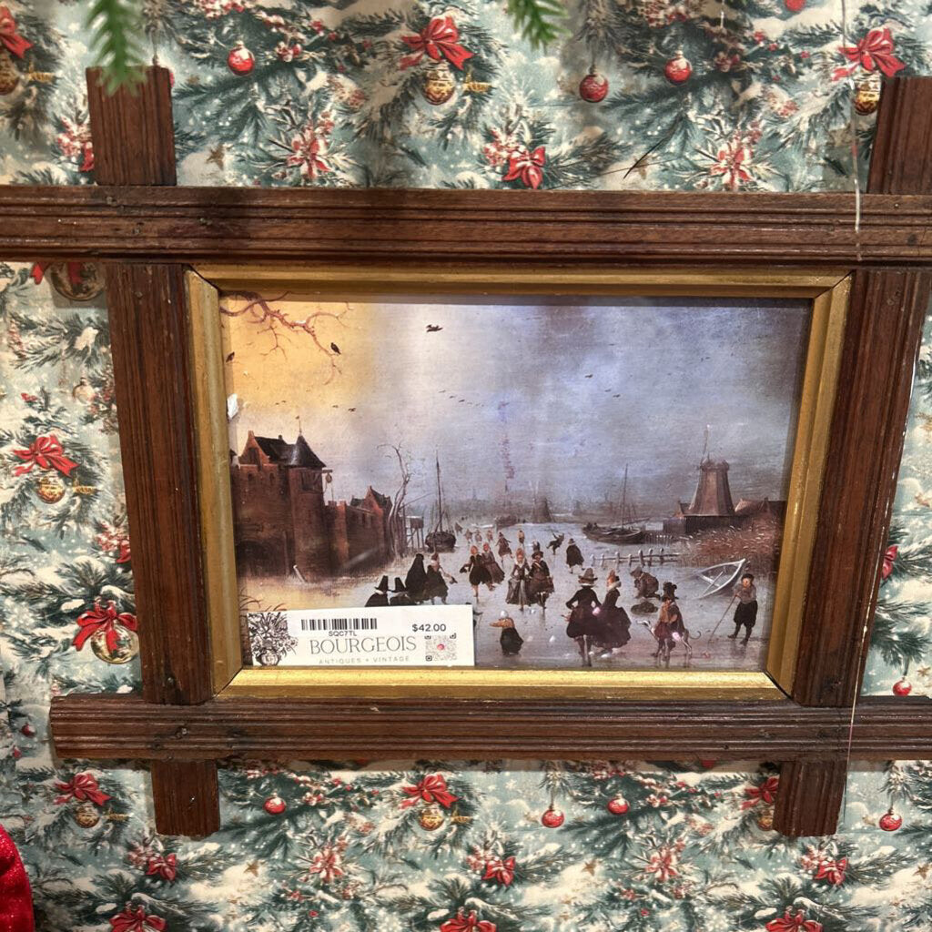Winter Scene in Rustic Frame