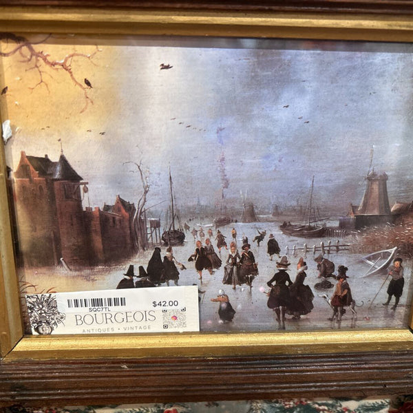 Winter Scene in Rustic Frame