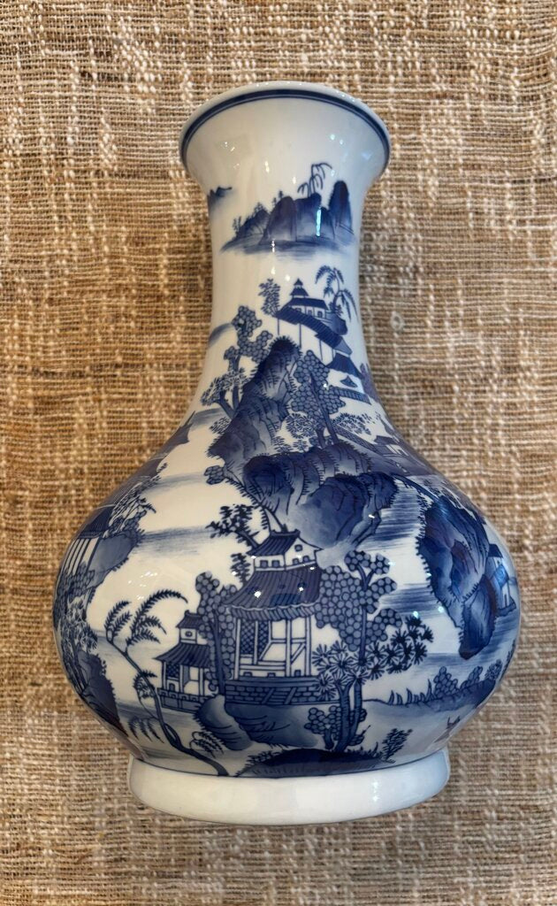 Bombay Company Blue and White Chinoiserie Pagoda Vase