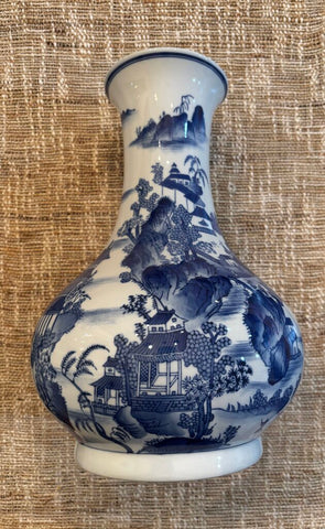 Bombay Company Blue and White Chinoiserie Pagoda Vase