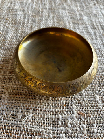 Vintage Etched Brass Trinket Bowl